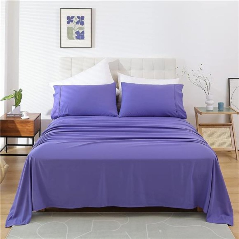 Soft Full Bed Sheet Set - Full Size Bed, Cooling Pillowcase Set 4 Piece